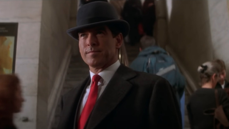 Pierce Brosnan in a bowler hat