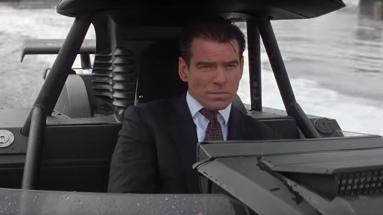 Pierce Brosnan in a boat