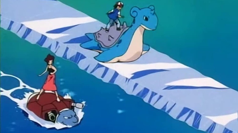 Ash surfing on Lapras