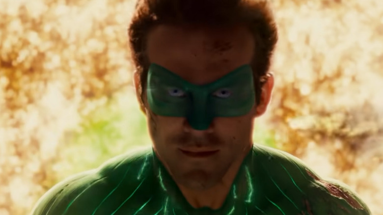 Green Lantern illuminated by ball of fire