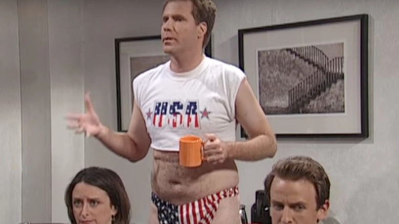 Will Ferrell wearing American Flag underwear