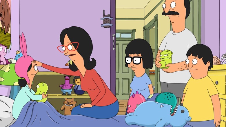 Belchers gathering around Louise's bed