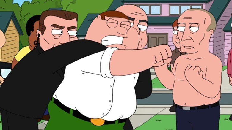 Peter Griffin fighting Vladimir Putin