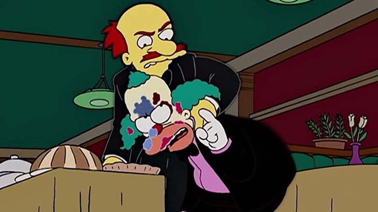 Groundskeeper Willie in a skirmish with Krusty