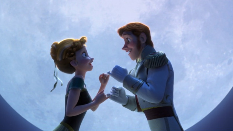 Anna and Hans singing in the moonlight