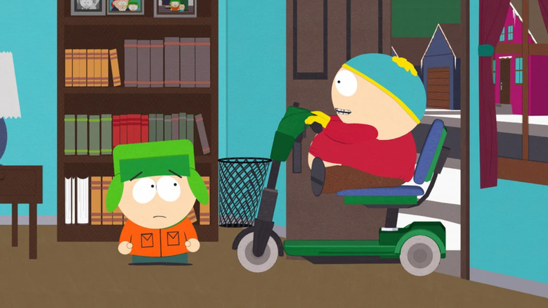 Eric Cartman riding mobility scooter