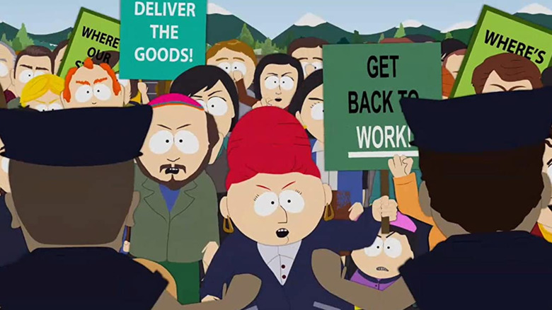 People of South Park protesting