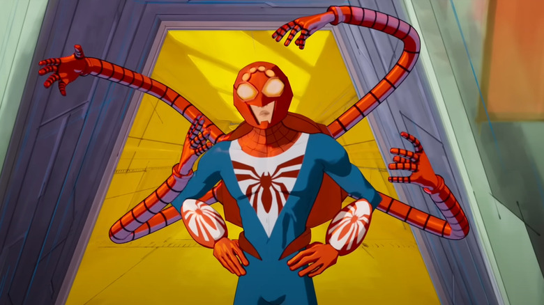 Spider-Man 2211 with six arms in doorway