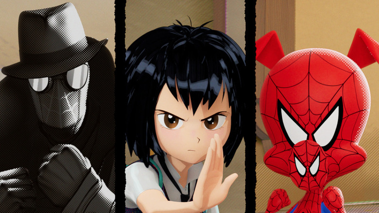 Spider-Man Noir, Peni Parker, and Spider-Ham ready to fight