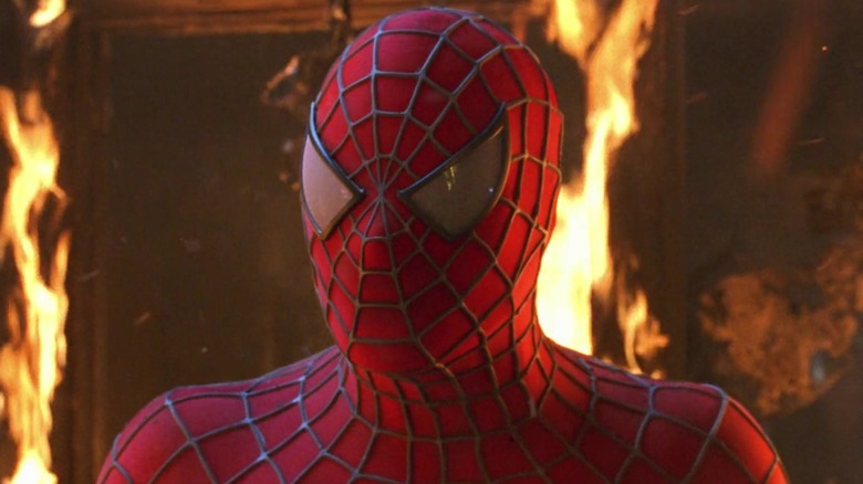 Spider-Man in burning building