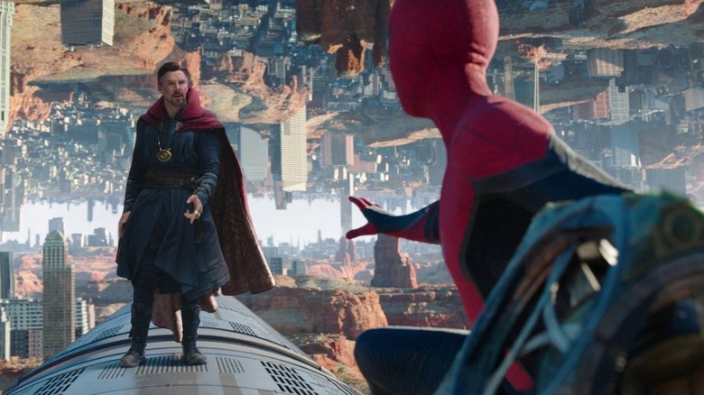 Spider-Man and Dr Strange arguing