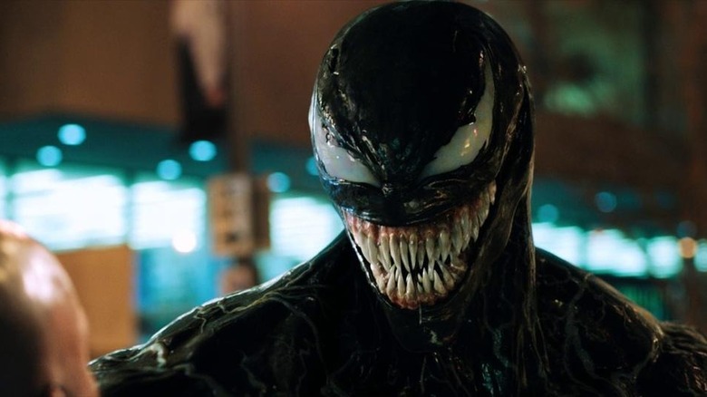 Venom smiling with rows of teeth