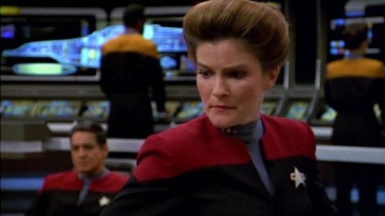 Janeway on the Voyager bridge