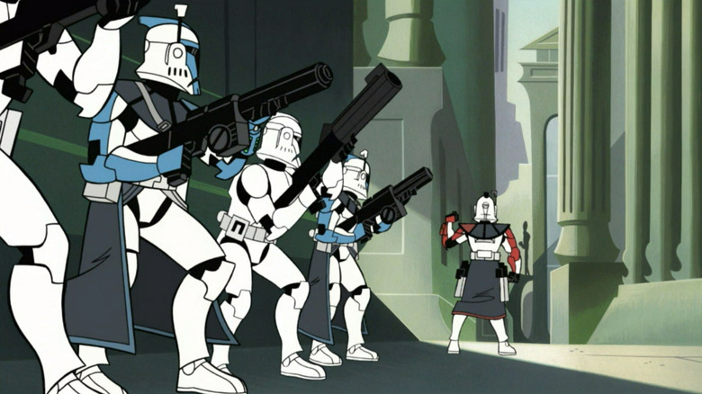 Animated clone troopers preparing for battle