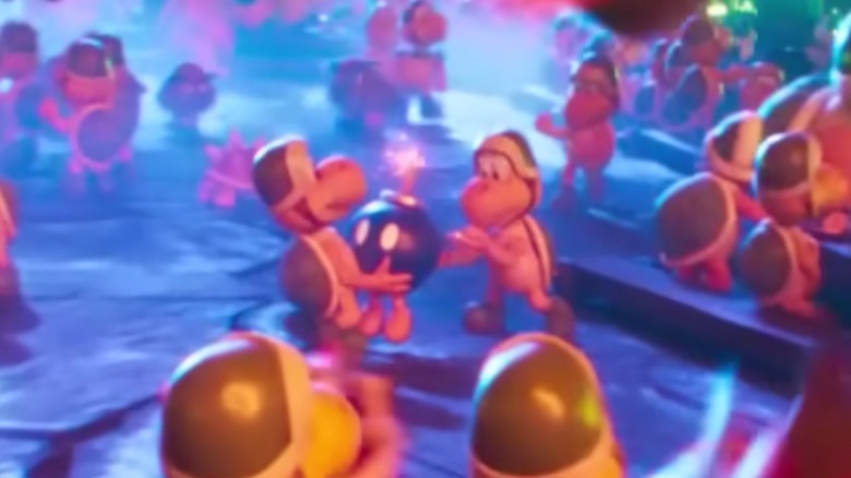 The Koopa Troopas throw the Bob-omb