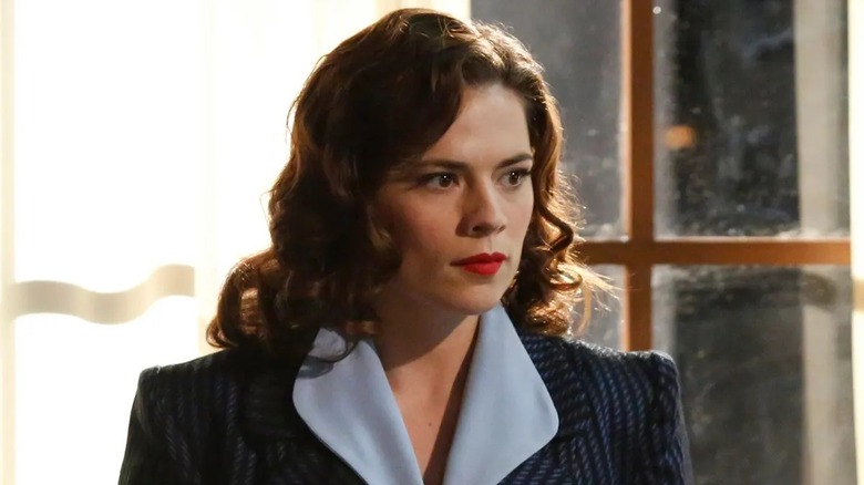 Peggy Carter staring ahead