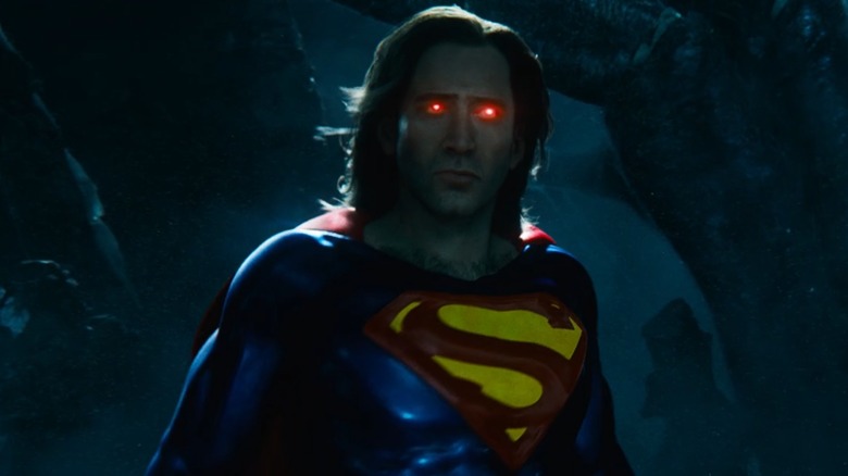 Superman glowing red eyes