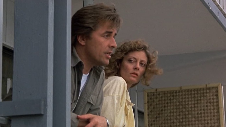 Wiley and Sandra look over a balcony in "Sweet Hearts Dance" (1988)