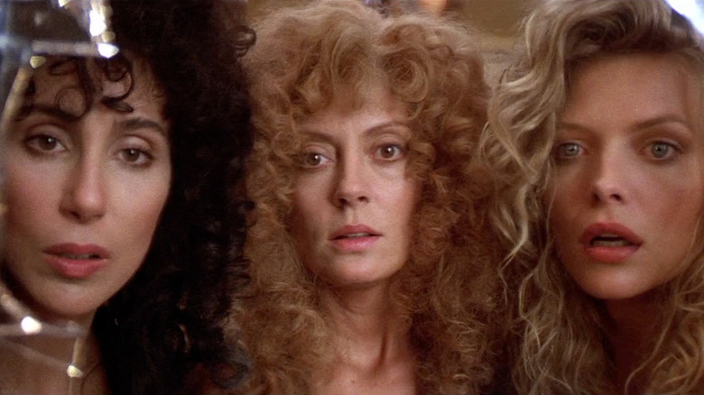 Alexandra, Jane, and Sukie looked shocked in "The Witches of Eastwick" (1987)