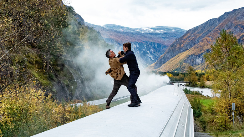 Ethan Hunt fighting on a train