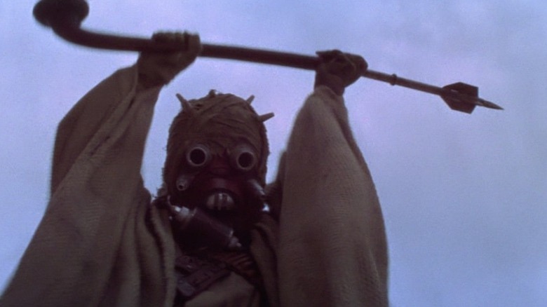 A Tusken Raider attacking Luke