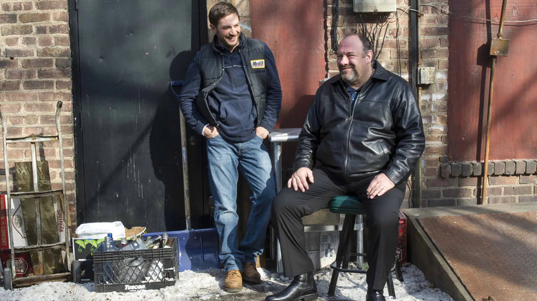 Tom Hardy and James Gandolfini in "The Drop"