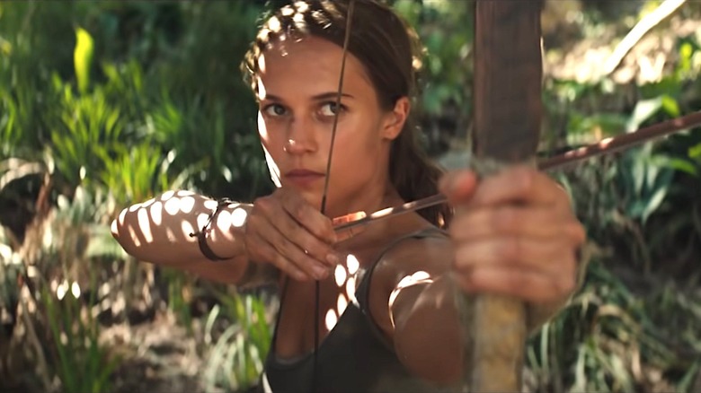 Lara Croft slinging arrows