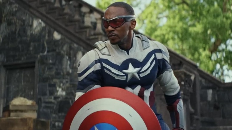 Sam Wilson as Captain America preparing to fight