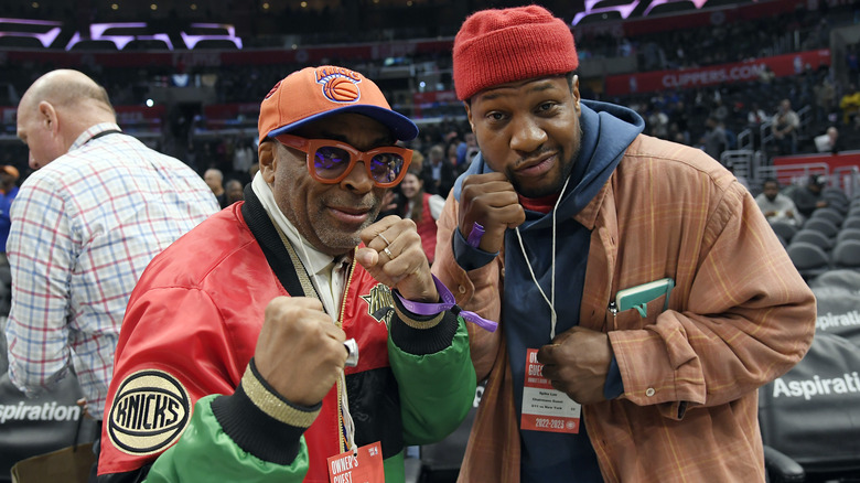 Spike Lee and Jonathan Majors pose for a photo