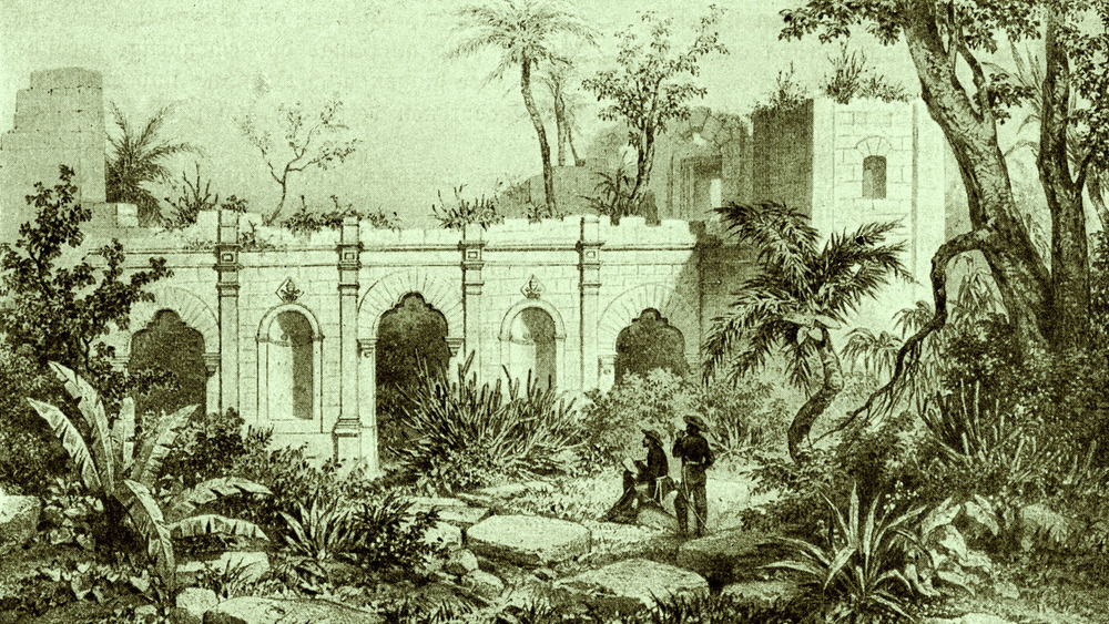 illustration of church in a jungle