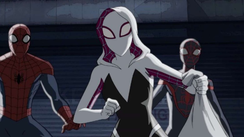 Spider-Gwen with Peter and Miles