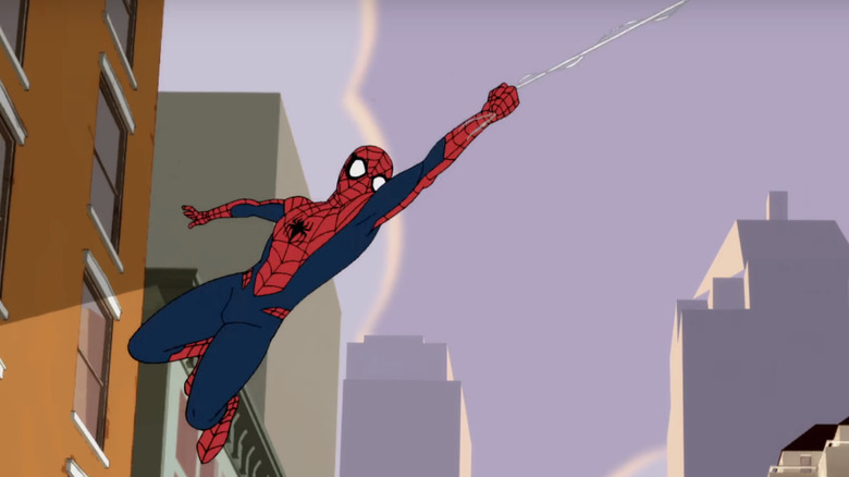 Animated Spider-Man swinging