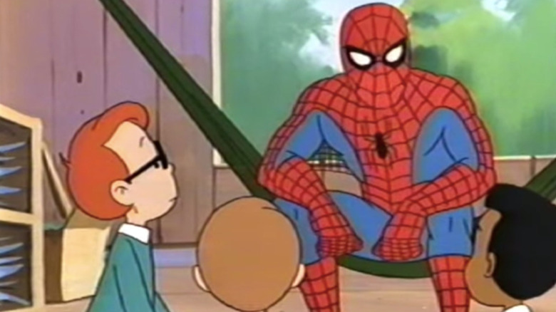 Spider-Man listens to some kids