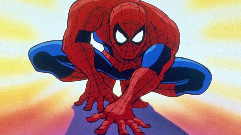 Animated Spider-Man crouching