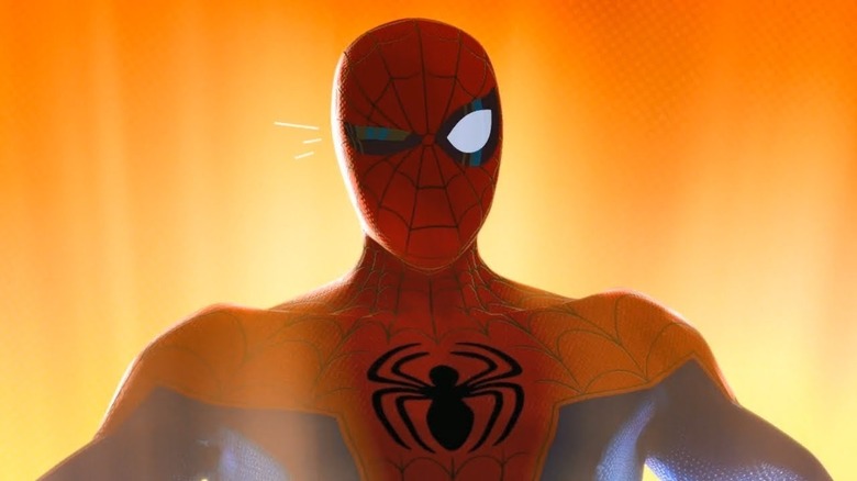 Spider-Man winking orange background