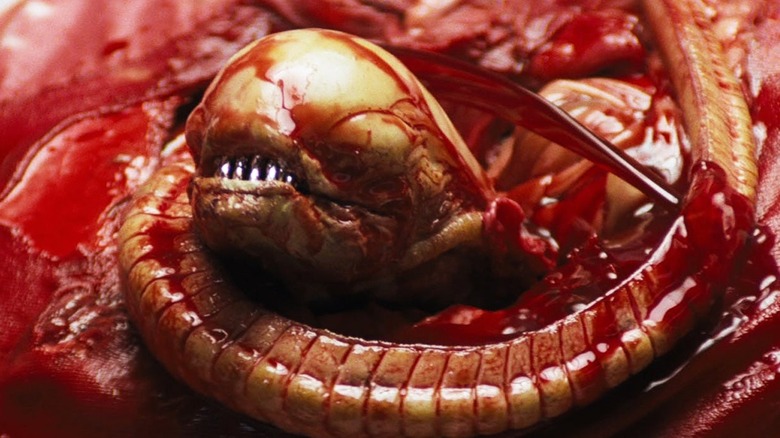 Newly born bloody Alien Chestburster