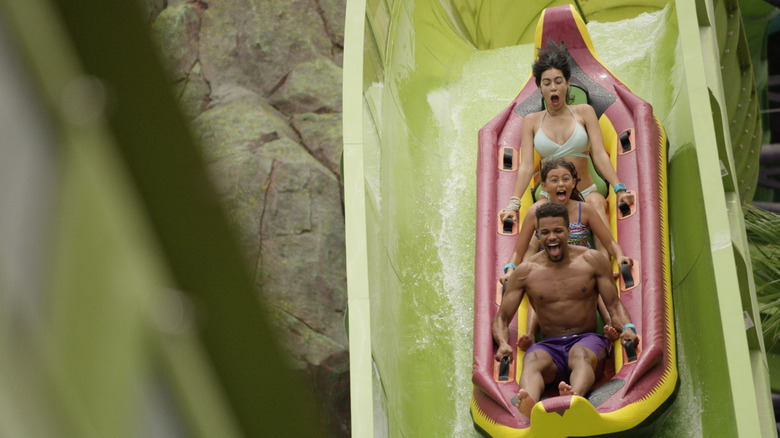 Family riding Krakatau Aqua Coaster