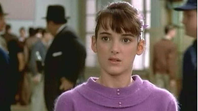 Winona Ryder looks left