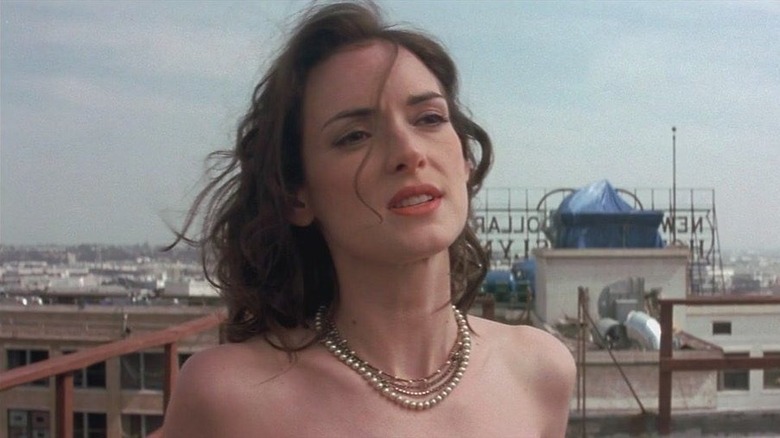 Winona Ryder on a rooftop