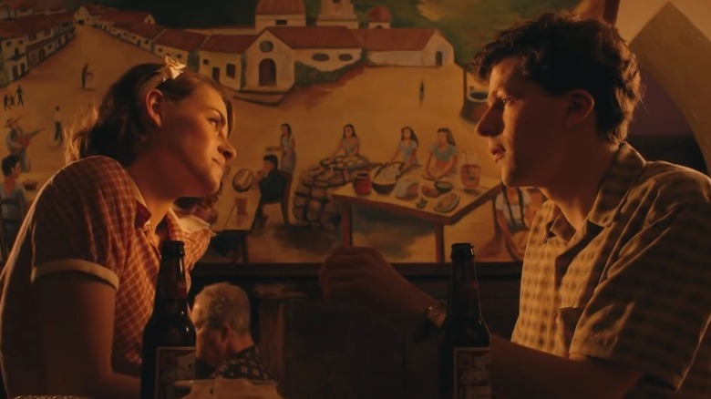 Jesse Eisenberg and Kristen Stewart in Café Society