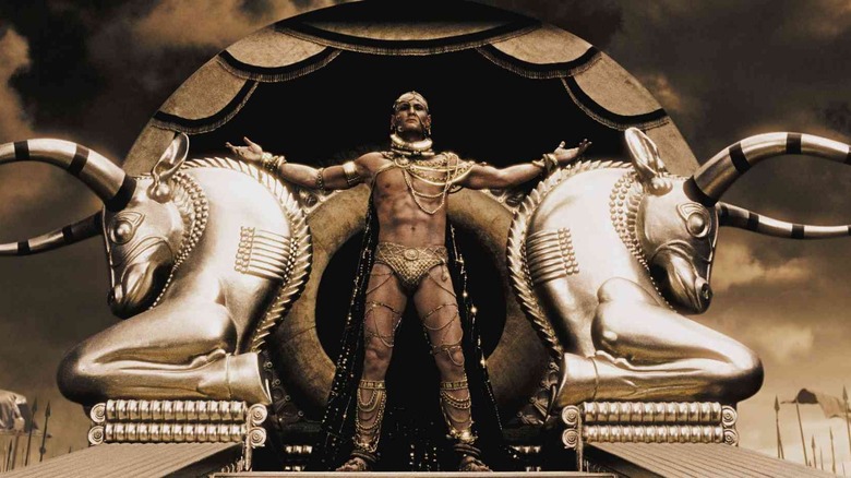 Xerxes spreading his arms wide