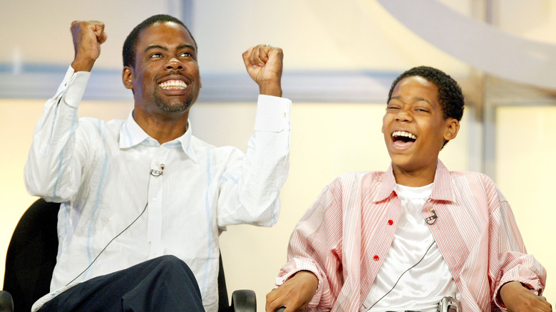 Chris Rock and Tyler James Williams celebrating