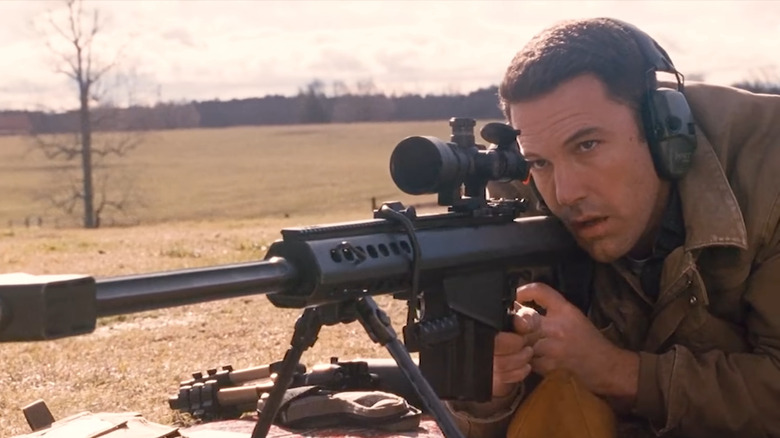 Ben Affleck shoots sniper rifle