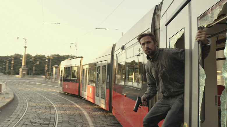 Ryan Gosling on train