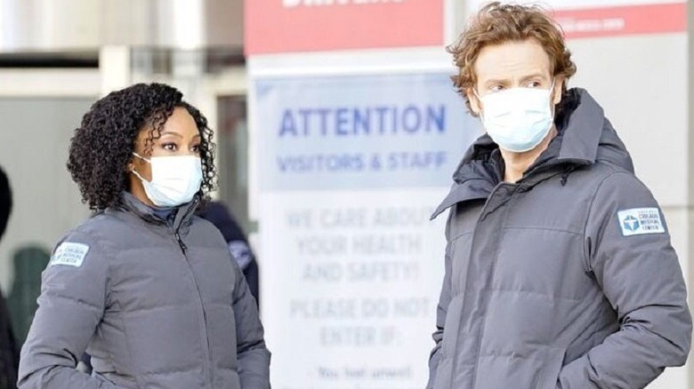 Two Chicago Med doctors wear masks