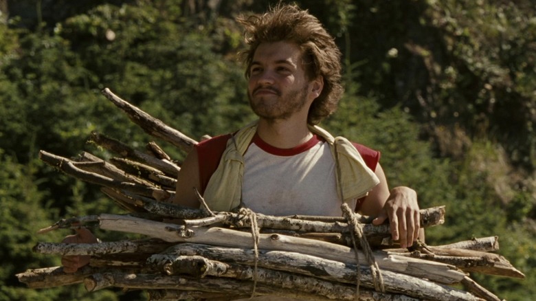 Chris gathering firewood