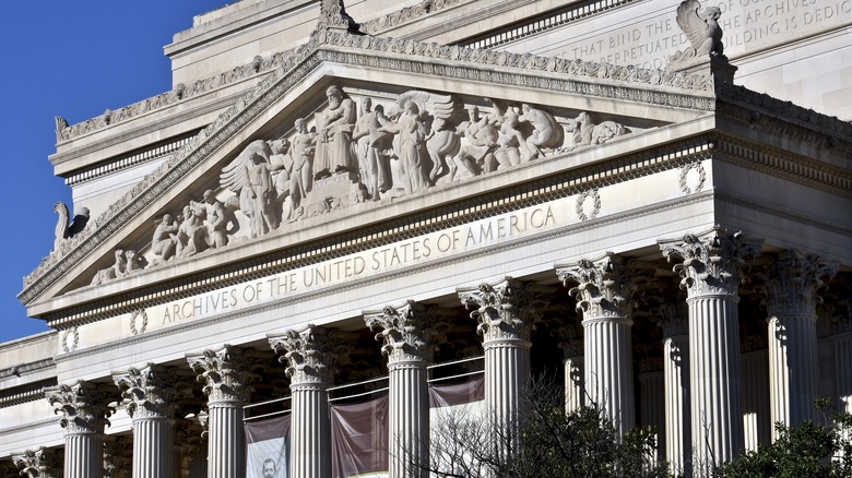 The entrance of The National Archives