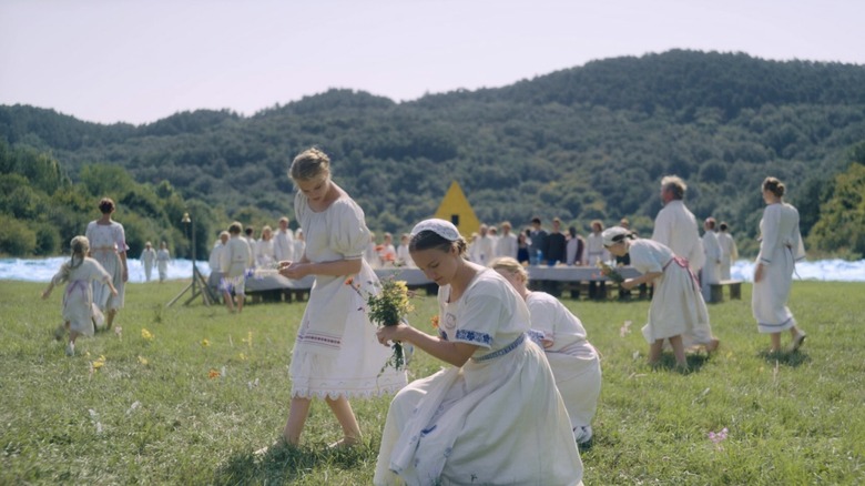 Girls picking flowers