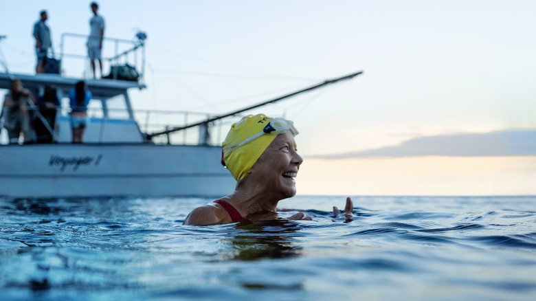 Diana treads in the open ocean