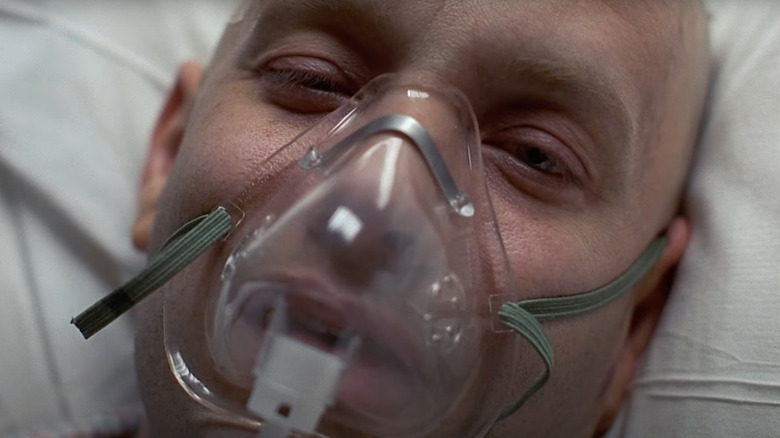 Tom Hanks' Andrew Beckett in oxygen mask